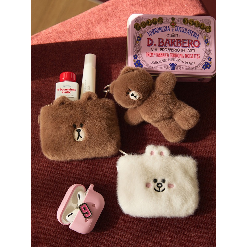 LINE FRIENDS HUG BROWN 3 Card Case