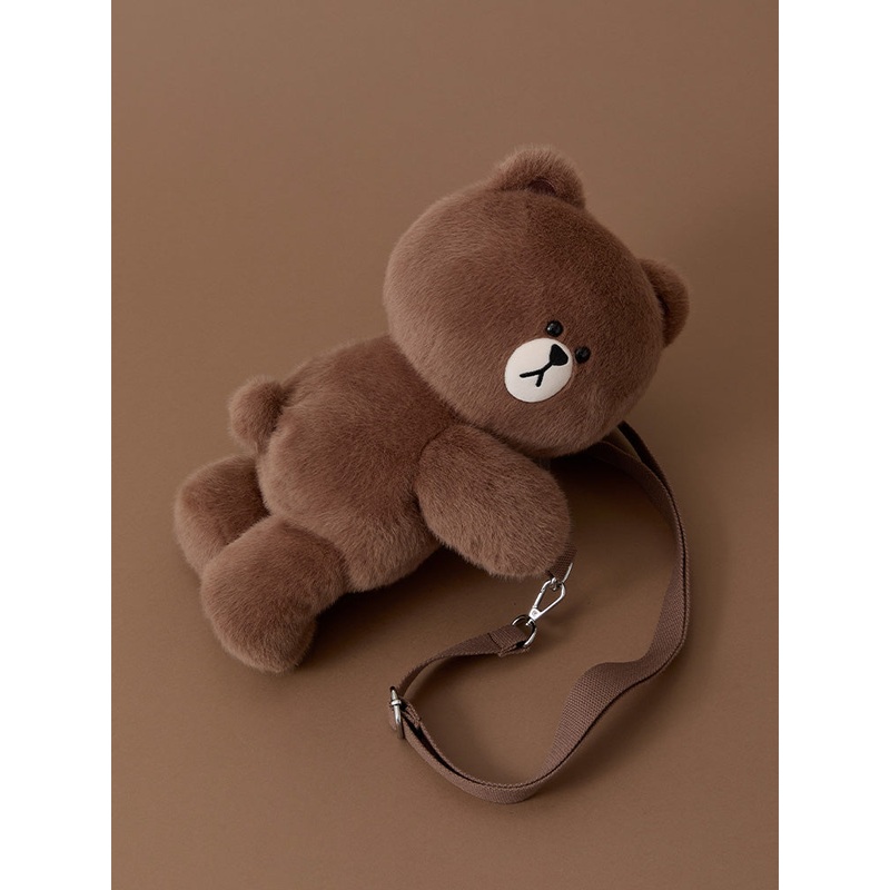 LINE FRIENDS HUG BROWN 3 Doll Cross Bag