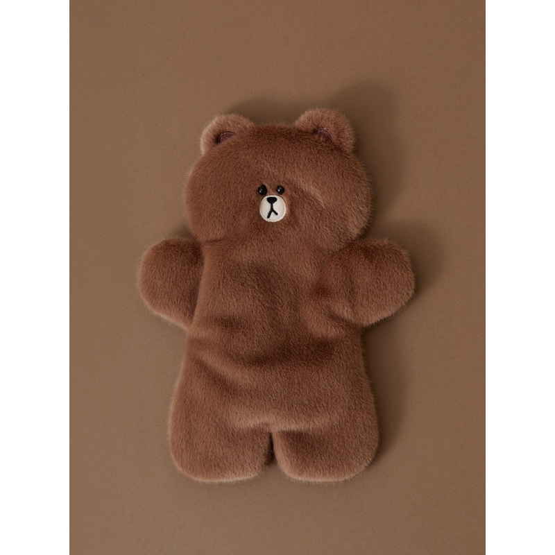 LINE FRIENDS HUG BROWN 3 Plush Pouch