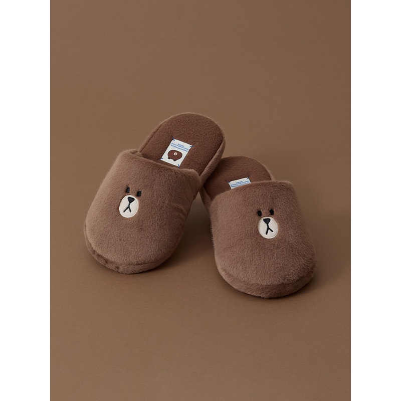 LINE FRIENDS HUG BROWN 3 Room Slipper