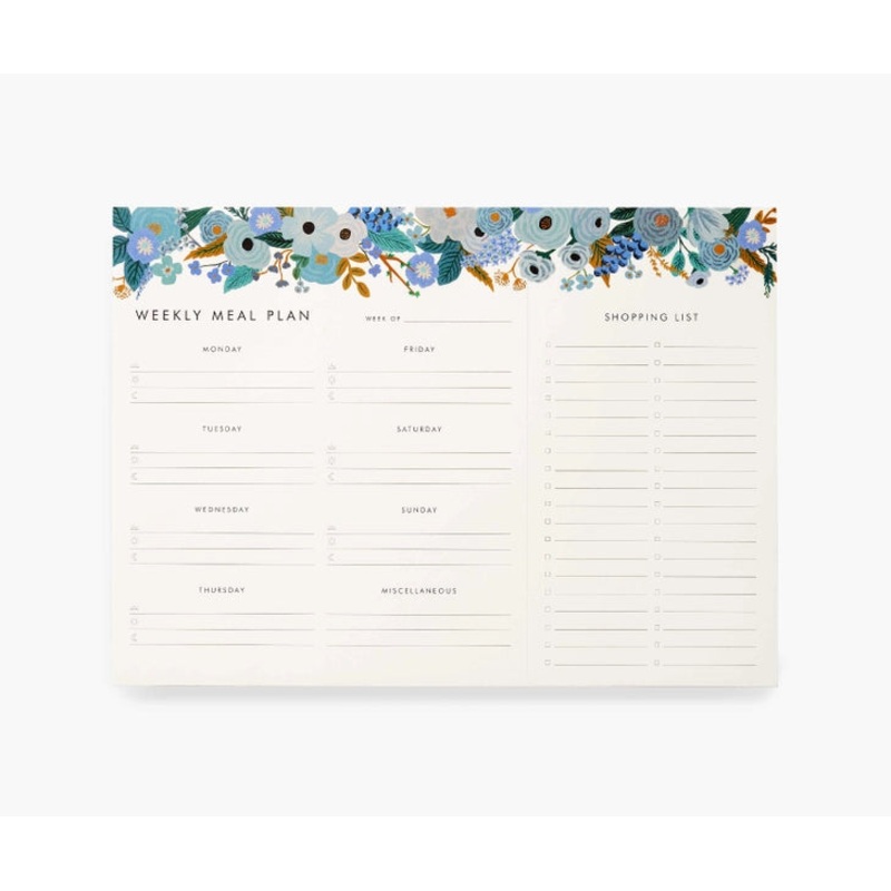 Weekly Meal Planner - Garden Party Blue