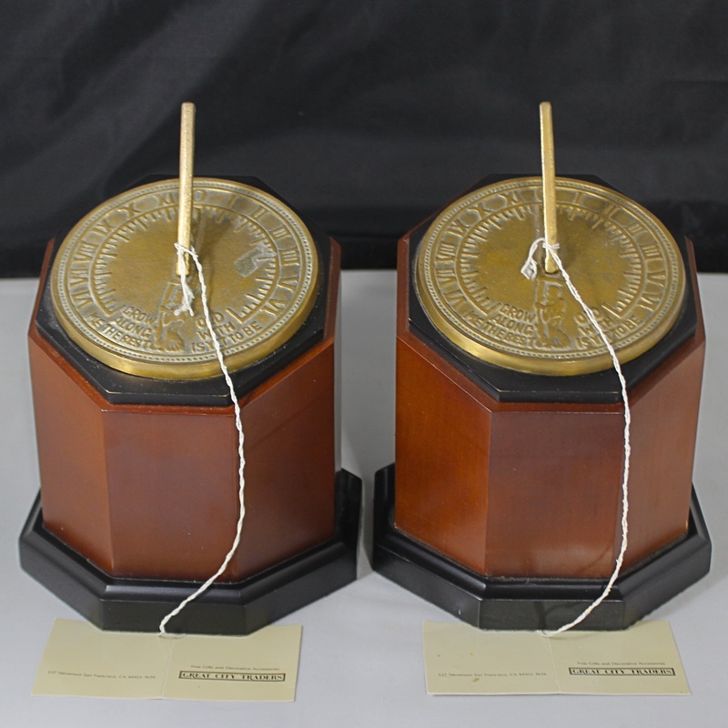 Lot of 2: Vintage Father Time Sundial Pair - Handmade in Korea