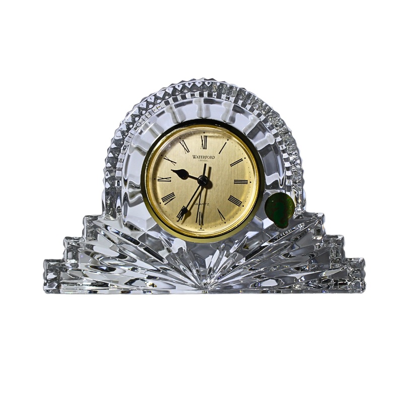 Waterford Crystal: Clocks Large Gold Faced Cottage Clock, 7.25"