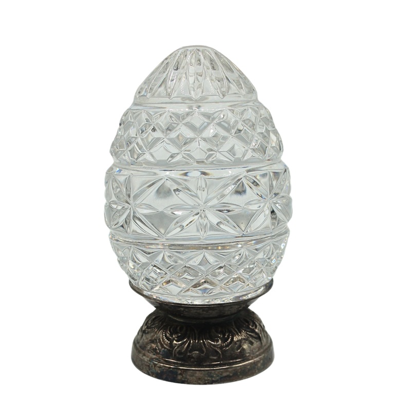 Waterford Crystal: Annual Egg Crystal Egg w/ Base-1990, 3.5"