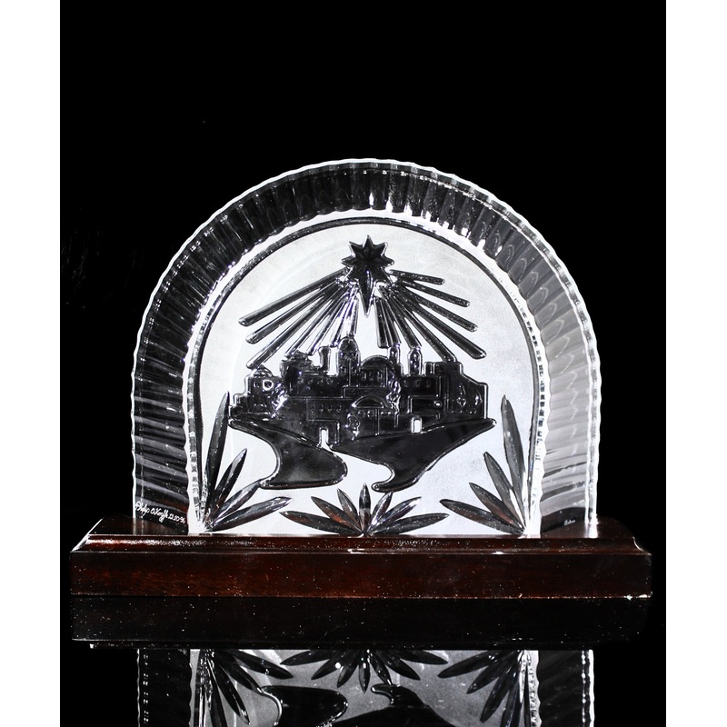 Waterford Crystal: Christmas Bethlehem Back Drop With Base, 9.75" | Signed