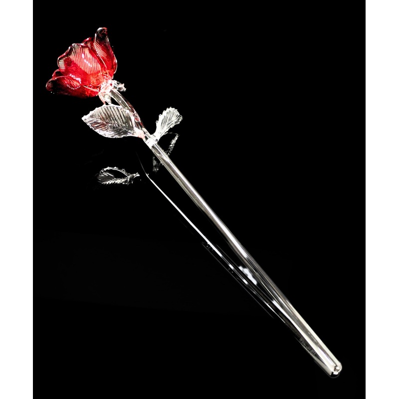 Waterford Crystal: Table Accessories Rose Glass Flower, 14.25" | Red