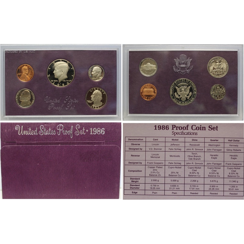 1986 Proof Set CN-Clad (OGP) 5 coins