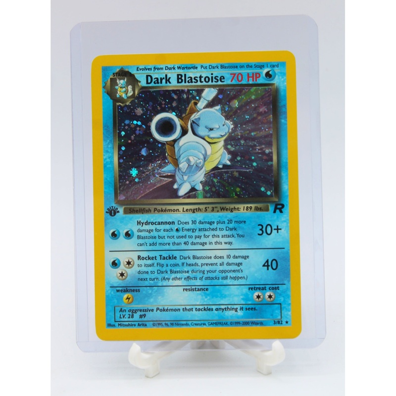 Pokemon | 1st Edition Holo Dark Blastoise 3/82 with SWIRL | Scratched