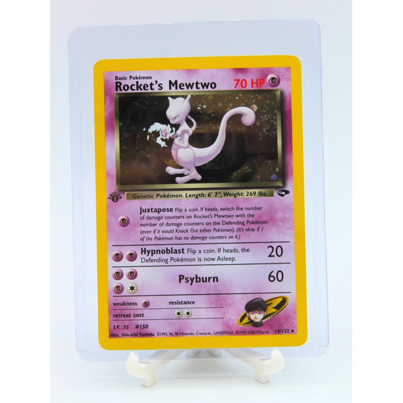 Pokemon | 1st Edition Holo Rocket's Mewtwo with SWIRL | Near Mint