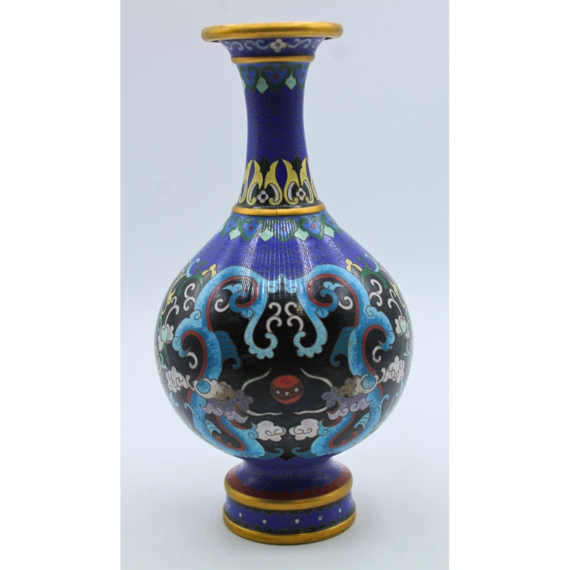 Chinese Cloisonne Vase with Dragons | Please Read