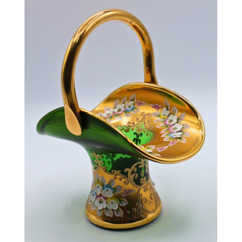 Egerman 24K Gold Enamel Glass Basket | Please Read