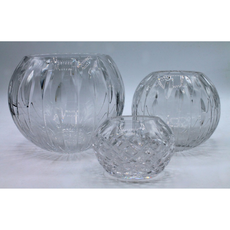 Lot of 3: Crystal Rose Bowl Vases | Please Read