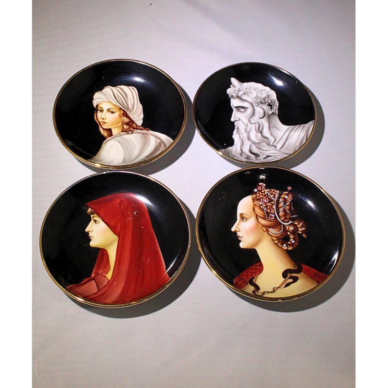 Lot of 4: Italian Portrait Wall Plates | no box