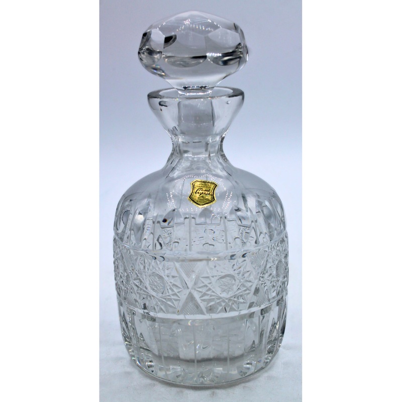 Vintage Polish Lead Crystal Pinwheel Decanter | Please Read