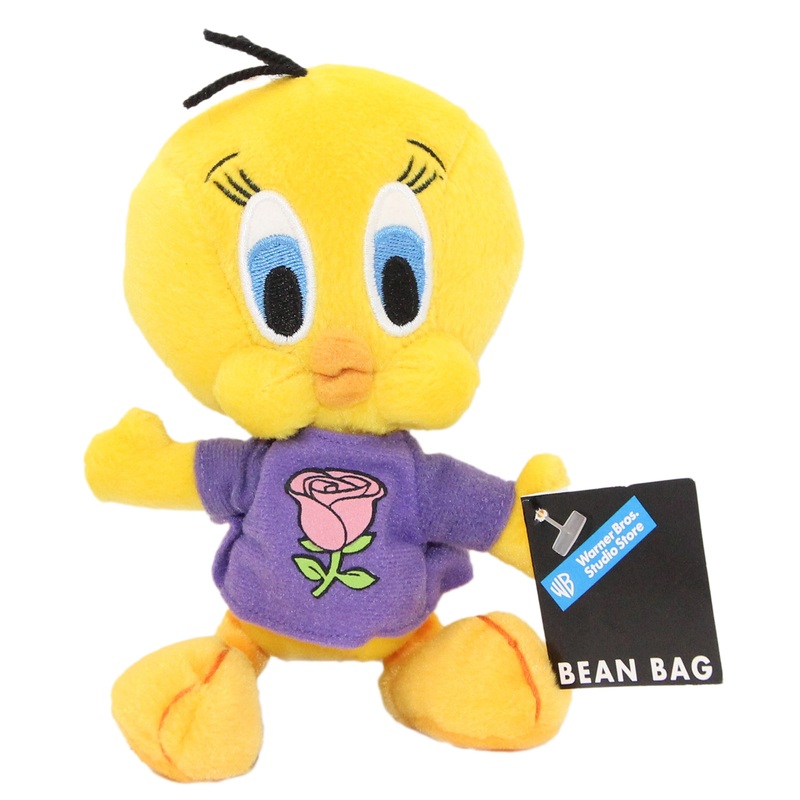 Warner Bros. Plush: Tweety Bird in a Purple Shirt, Pink Rose