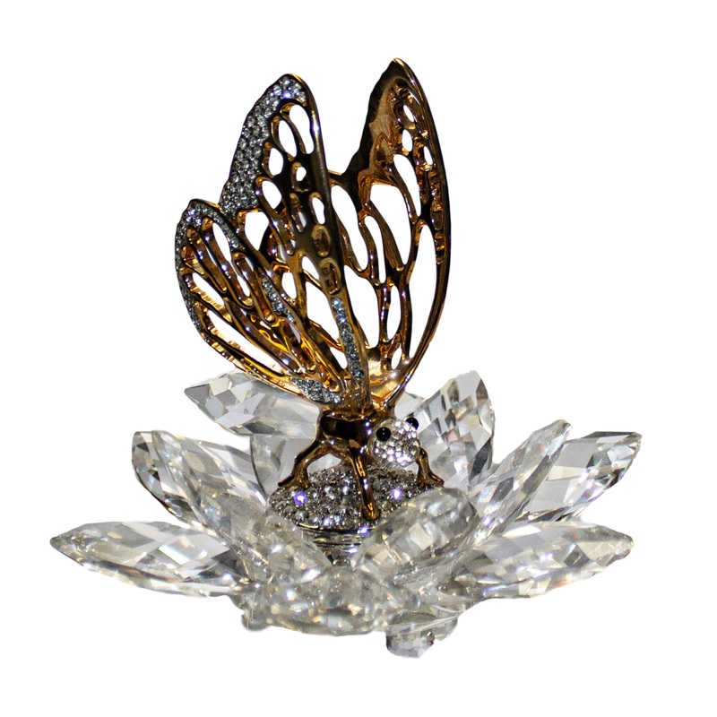 Swarovski Figurine: 7551NR100 In Flight Butterfly - Gold