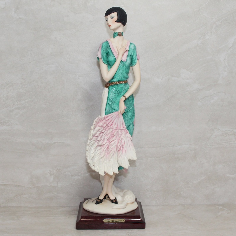 Giuseppe Armani Figurine: Lady with Fan Green Dress 0387-C