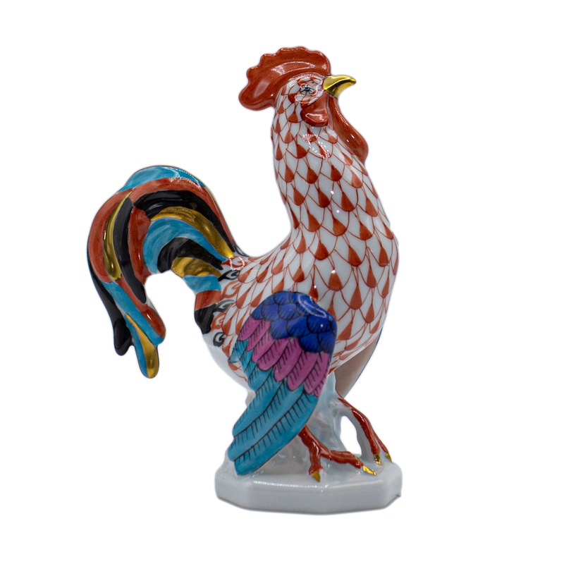 Herend Figurine: 15014 Small Cocky Rooster - Rust