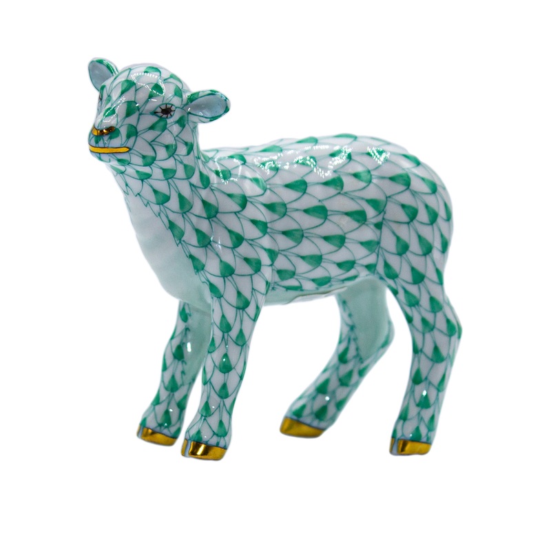 Herend Figurine: 15479 Baby Lamb - Green