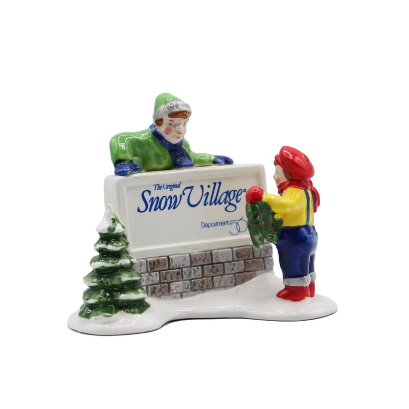 Department 56: 51349 Kids Decorating the Village Sign