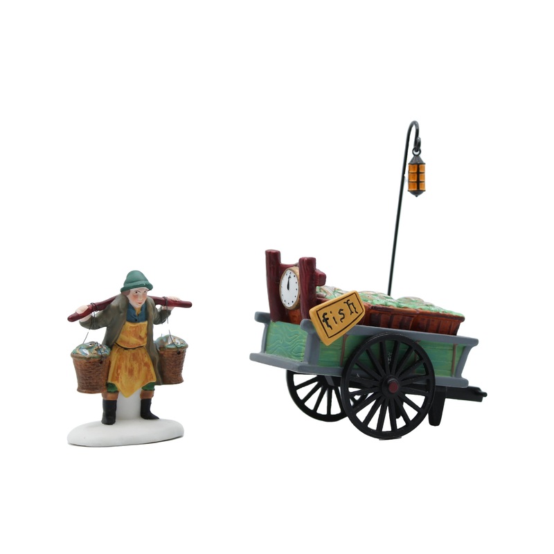 Department 56: 58149 Chelsea Market Fish Monger & Cart - Set of 2