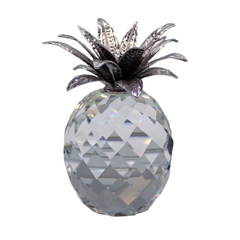 Swarovski Figurine: 010081 Large Rhodium Pineapple - Hammered Leaves