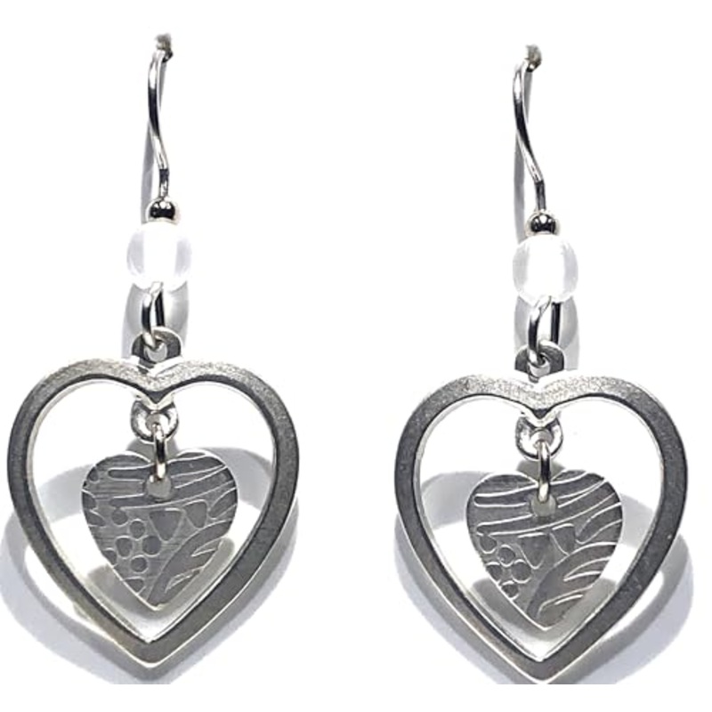 Heart in Open Heart Pierced Earrings