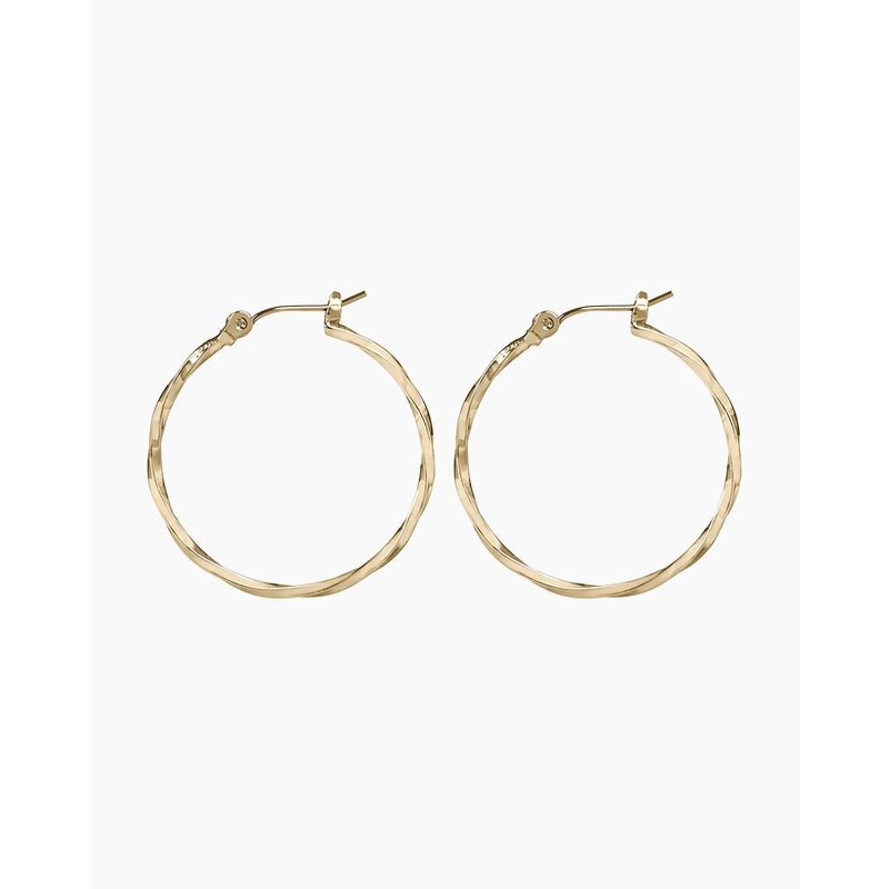 Medium Twisted Hoop Earrings in Gold