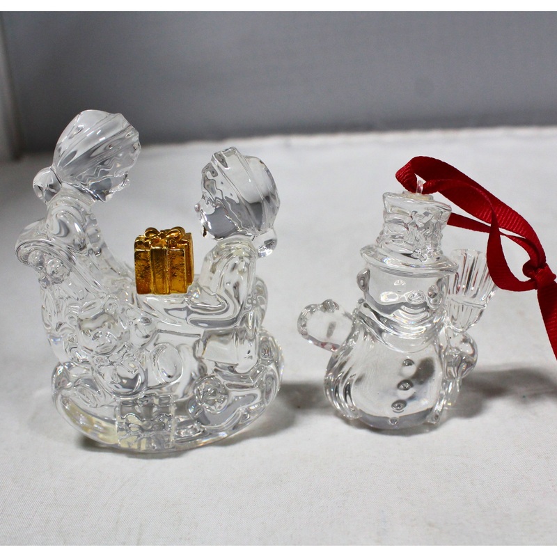 Lot of 2: Waterford Ornaments, Snowman and Children Playing