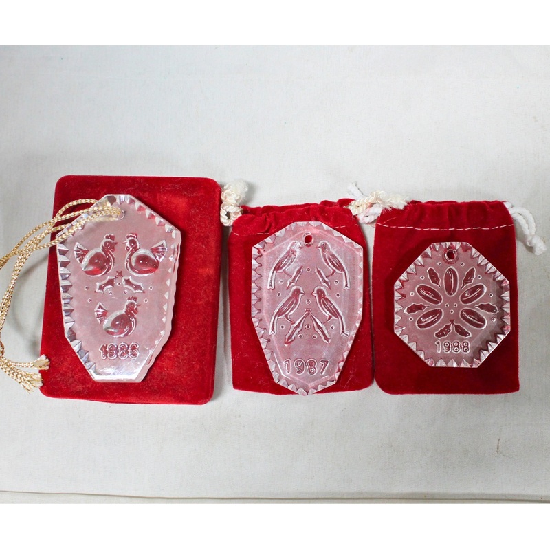 Lot of 3: Waterford 12 Days of Christmas Ornaments - 1986, 1987, 1988