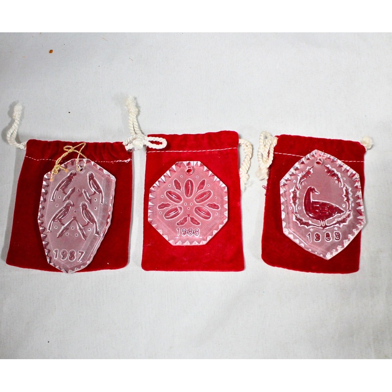 Lot of 3: Waterford 12 Days of Christmas Ornaments - 1987, 1988, 1989