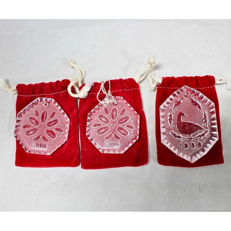 Lot of 3: Waterford 12 Days of Christmas Ornaments - 1988, 1988, 1989