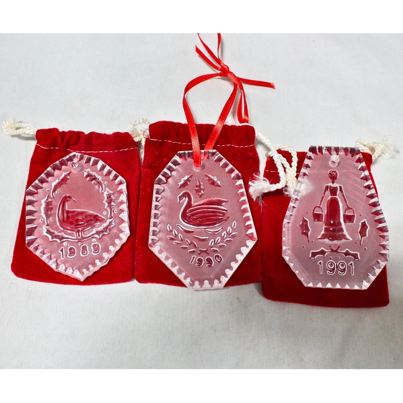 Lot of 3: Waterford 12 Days of Christmas Ornaments - 1989, 1990, 1991