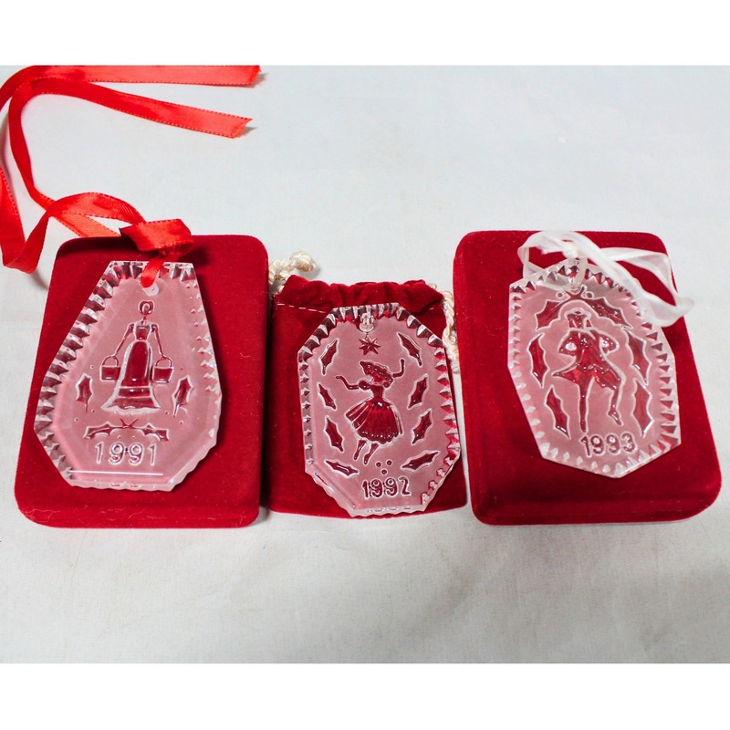 Lot of 3: Waterford 12 Days of Christmas Ornaments - 1991, 1992, 1993