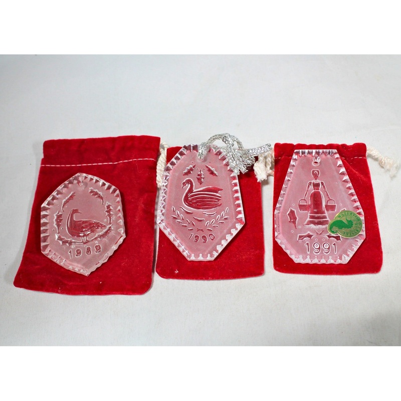 Lot of 3: Waterford Christmas Ornaments - 1989, 1990, 1991