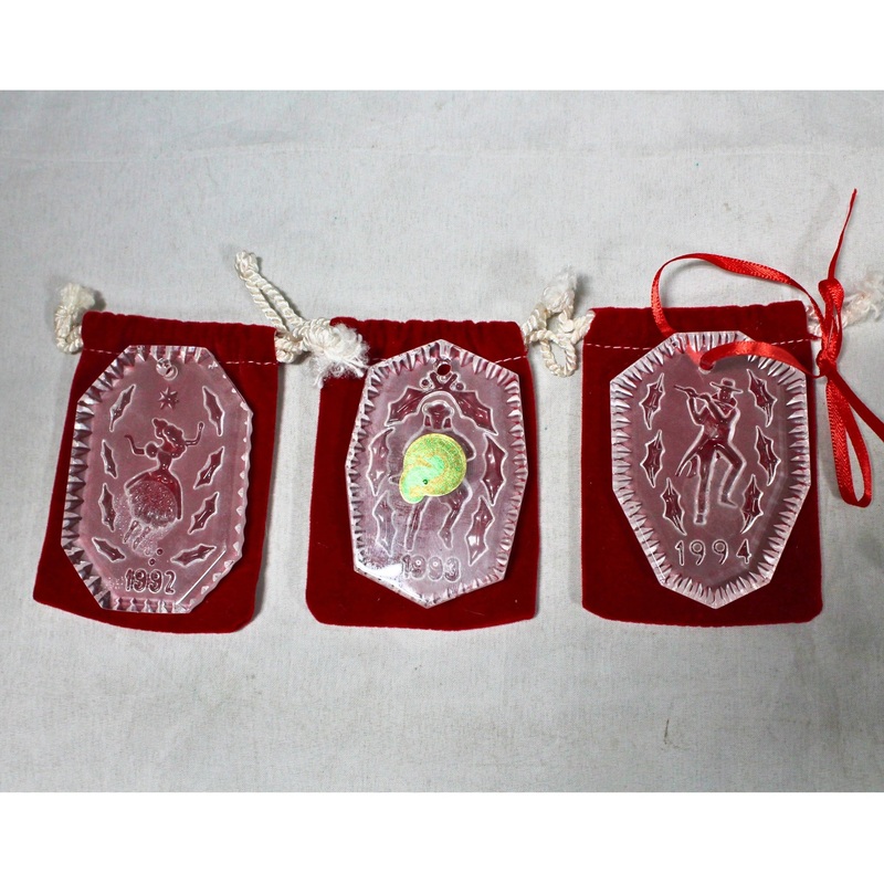 Lot of 3: Waterford Christmas Ornaments - 1992, 1993, 1994