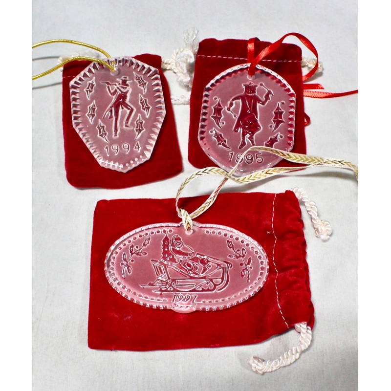 Lot of 3: Waterford Christmas Ornaments - 1994, 1995, 1997