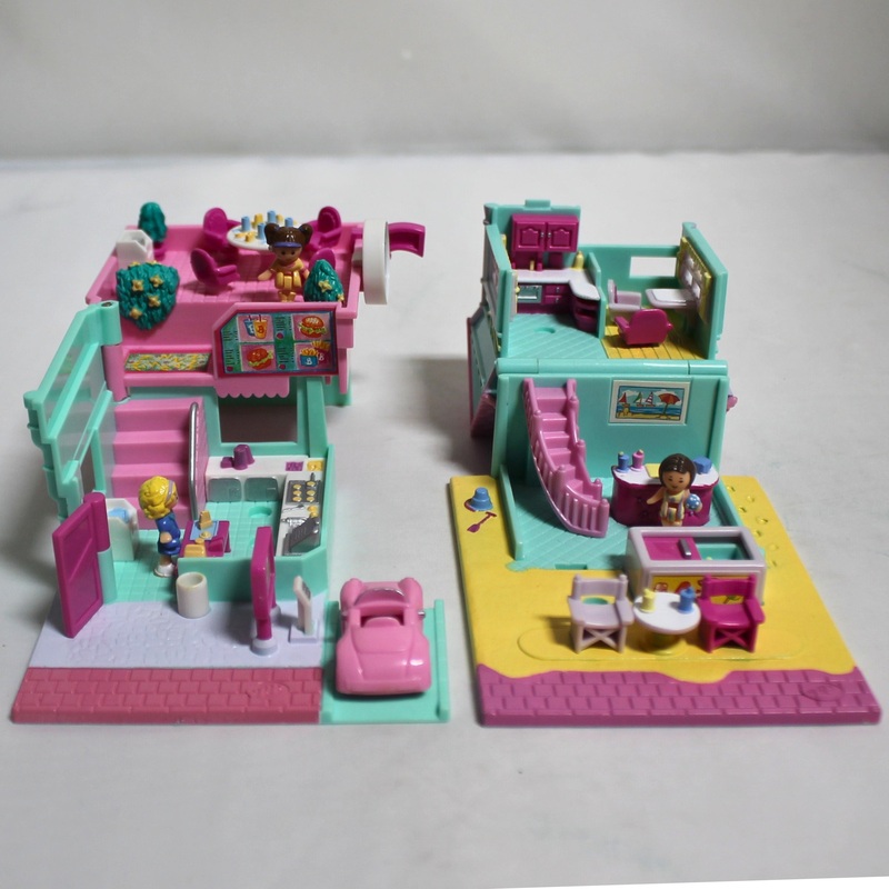 Lot of 2 Polly Pocket: Mini Playsets | Burger Drive-In & Beach Caf