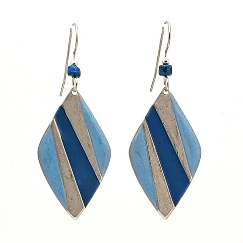 Blue Color Block Diamond-Shape Drop Earrings