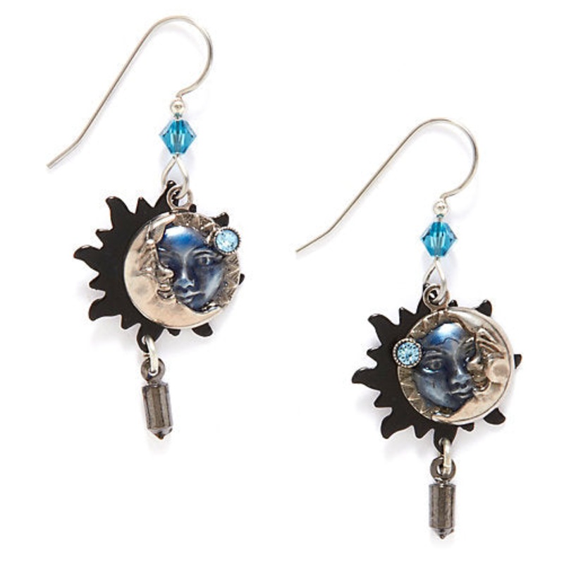 Blue Eclipse Layered Earrings