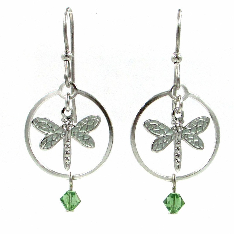 Dragonfly in Circle Drop Earrings