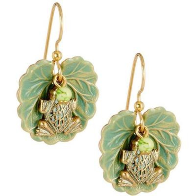 Frog on Lily Pad Layered Earrings