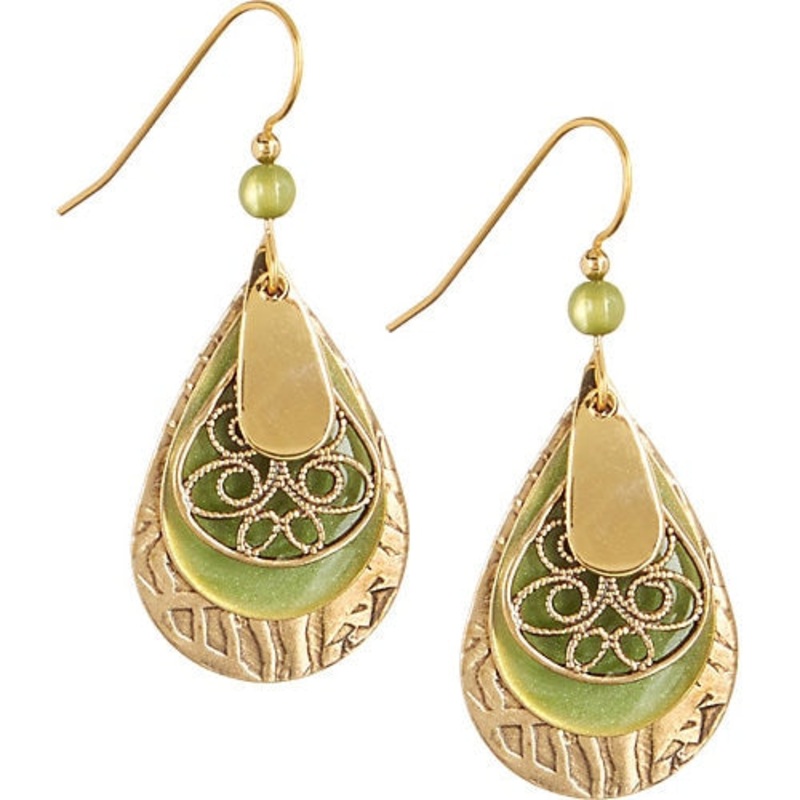 Gold-Tone 4 Layer Teardrop Earrings