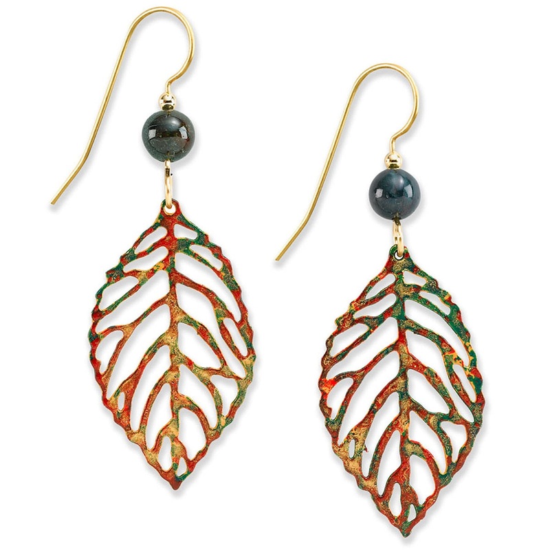 Gold-Tone & Multi Color Leaf Drop Earrings