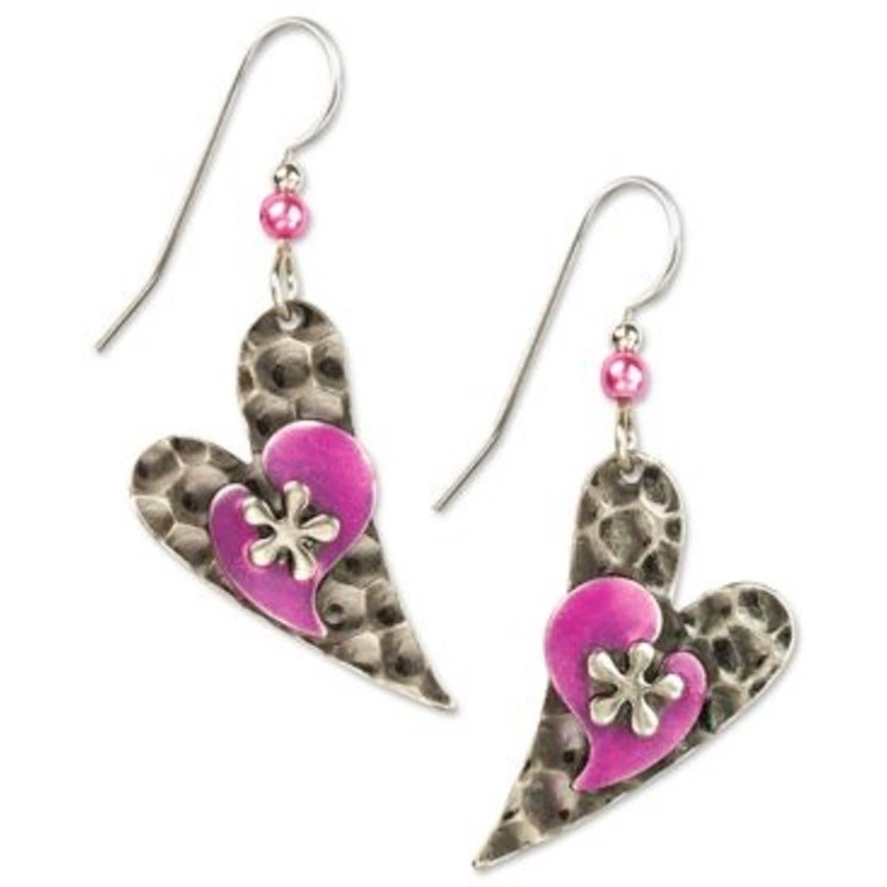 Hammered Heart Dangle Earring
