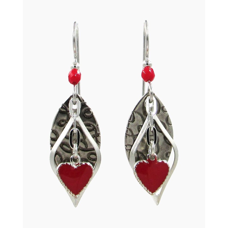 Layered Heart Dangle Earrings