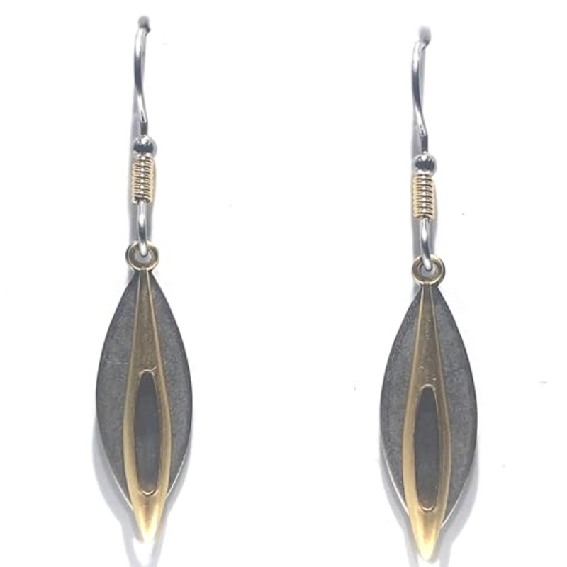 Layered Mixed Metal Shapes Pierced Earrings