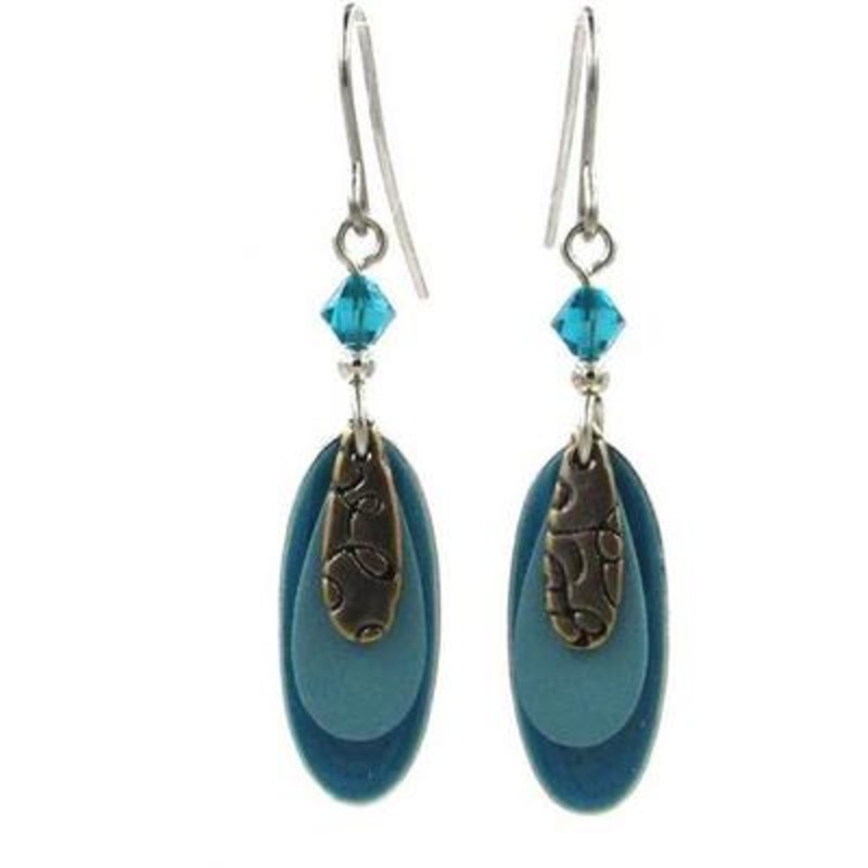 Layered Oval Drop Earrings