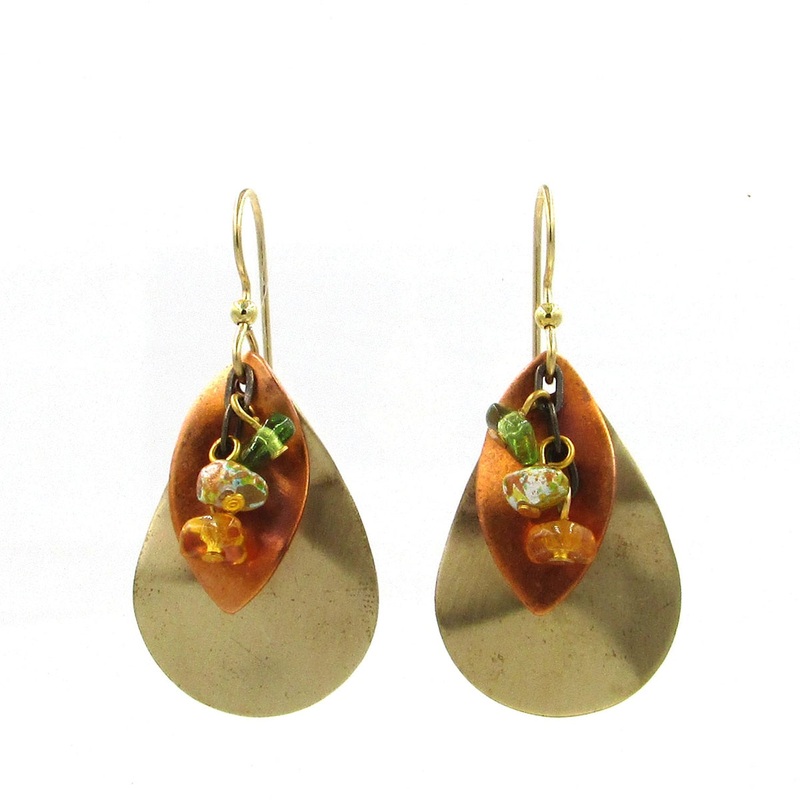 Layered Shapes Earrings with Beads