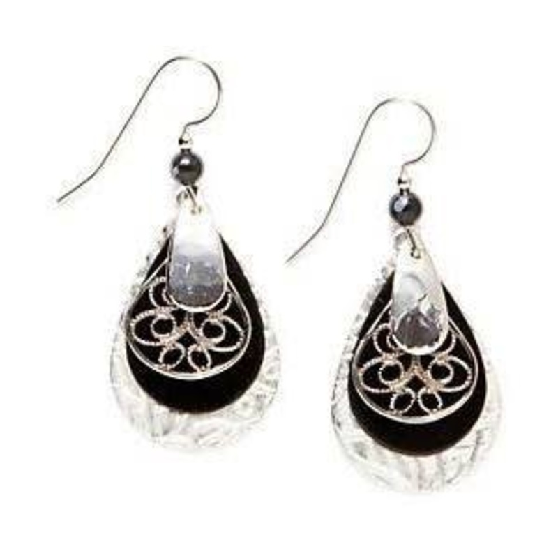 Layered Teardrop Earrings with Filigree